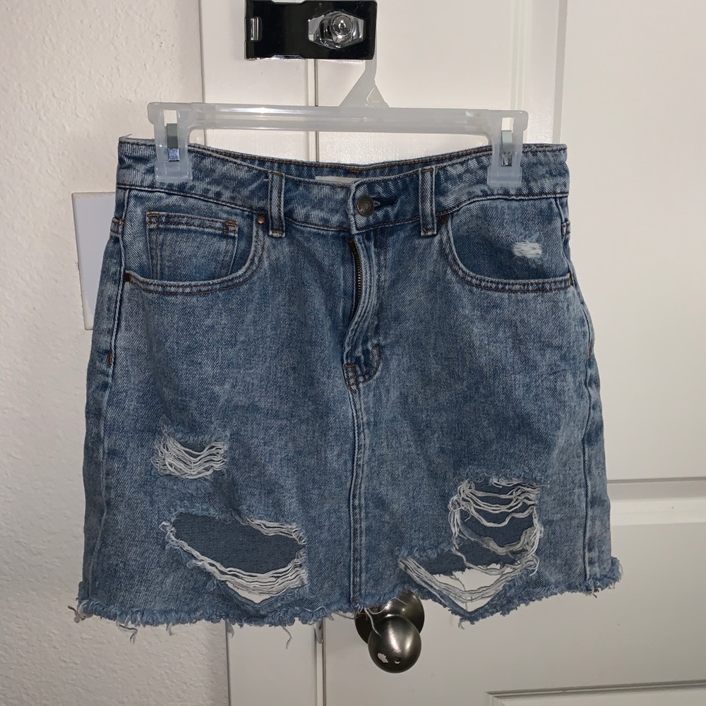 pacsun denim ripped skirt